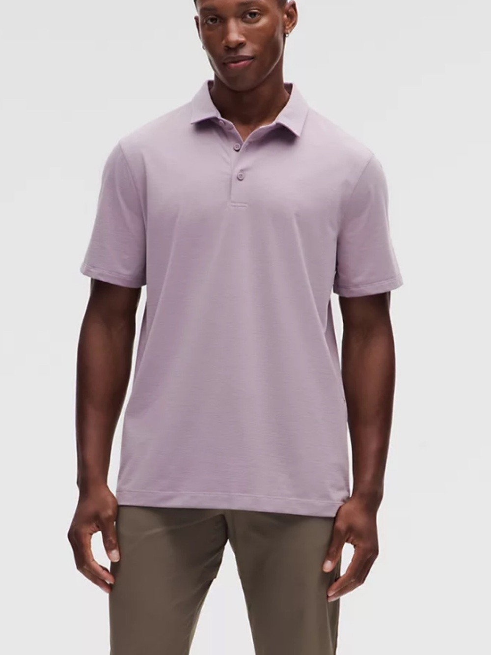 Lululemon Men’s Evolution Short Sleeve Light Mauve Collared Polo Shirt Size XL